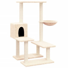 Kattenkrabpaal meubeltoren klim speelgoed krabben schraper klimplatform met sisal krabbers 94,5 cm crème 02_0022534