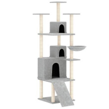 Kattenboom meubel toren klimmen speelgoed krabben krabpaal klimplatform met sisal krabbers licht 175 cm grijs 02_0022591