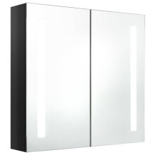Zwarte badkamerkast met LED-spiegel 62 x 14 x 60 cm
