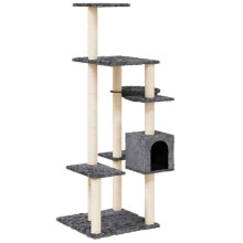 Kattenkrabpaal meubel toren klimmen speelgoed krabben krabpaal klimplatform met sisal krabbers donker 142 cm grijs 02_0022661