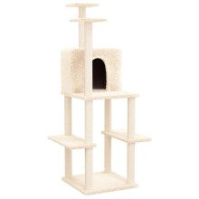 Kattenboom meubel toren klimmen speelgoed krabben krabpaal klimplatform met sisal krabbers 144,5 cm crème 02_0022476