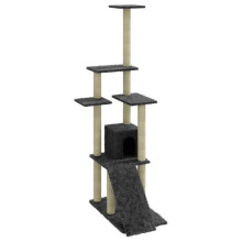 Kattenkrabpaal meubeltoren klimmen speelgoed krabben krabber klimplatform met sisal krabbers donker 155 cm grijs 02_0022675