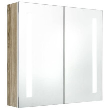 Armario de baño con espejo led blanco 62 x 14 x 60cm roble