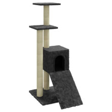 Kattenboom - HELLOSHOP26 - 92 cm - Donkergrijs - Engineered wood - Sisal krabpalen