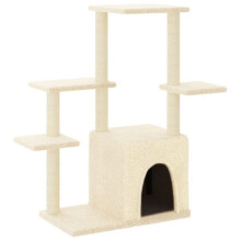 Kattenboom meubel toren klimmen speelgoed krabben krabber klimplatform met sisal krabpalen 97,5 cm crème 02_0022541