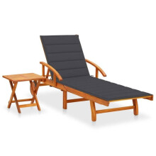 Transat - Acacia - Silla Longa - Ajustable - Con Mesa - Cojín Antracita