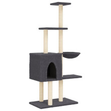 Kattenboom meubel toren klim speelgoed krabben krabpaal klimplatform met sisal krabbers donker 145 cm grijs 02_0022664