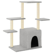 Kattenboom - HELLOSHOP26 - Klimtoren - Sisalpalen - 97,5 cm - Lichtgrijs