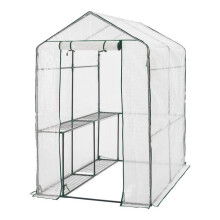 Stalen en polyethyleen kas met ingebouwde planken 120 x 186 x 190