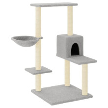 Árvore de gato móvel torre de escalar brinquedo arranhador escada plataforma com arranhadores em sisal claro 95 cm cinza 02_0022630