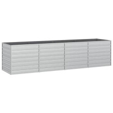 Jardinière bac lit surélevé - HELLOSHOP26 - 320 x 80 x 77 cm - Acier galvanisé - Argenté - Rectangulaire