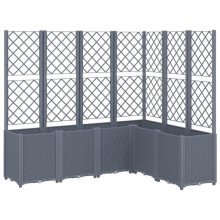 Jardinière bac lit surélevé plantes fleurs terrasse jardin avec treillis 160 x 120 x 140 cm PP gris 02_0038247