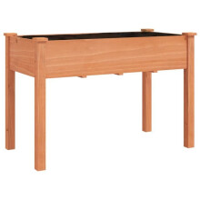Jardinière bac lit surélevé plantes fleurs terrasse jardin avec doublure 118 x 59 x 76 cm bois massif sapin marron 02_0038121
