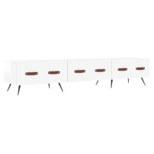 Meuble TV - HELLOSHOP26 - 150 x 36 x 30 cm - Bois d'ingénierie - Blanc brillant - 3 tiroirs