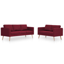 Conjunto de Sofá 2 lugares para sala de estar, casa, interior, peças, tecido vermelho bordô 02_0020854