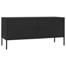Meuble TV multimédia étagère télévision buffet téléviseur salle à manger salon chambre 105 x 35 x 50 cm Acier noir 02_0025688