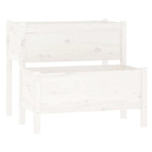 Jardinière - HELLOSHOP26 - Bac surélevé - Bois de pin massif - 2 bacs à fleurs - 84,5 x 84 x 75 cm