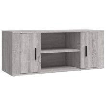 Meuble TV - HELLOSHOP26 - 100 x 35 x 40 cm - Bois d'ingénierie - Couleur gris - Design contemporain
