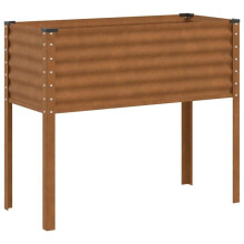 Jardinière bac lit surélevé plantes fleurs terrasse jardin 100 x 41 x 90 cm acier résistant aux intempéries marron 02_0037276