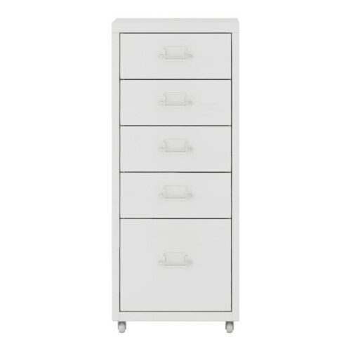 Caixa de escritório - HELLOSHOP26 - 5 gavetas - Branco - Metal - Com rodas 1