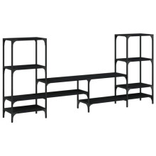Meuble TV - Ingénier - Buffet TV Noir - 206,5x28,5x95 cm - Bois d'ingénierie - Design contemporain