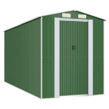 Cobertizo de jardín - Robusto - Acero galvanizado - 192 x 440 x 223 cm - Puertas dobles correderas - Verde