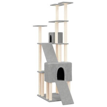 Kattenboom meubel toren klim speelgoed krabben krabpaal klimplatform met sisal krabbers licht 190 cm grijs 02_0022599