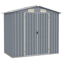 Casa de jardín - Robusta - Acero galvanizado - 205 x 129 x 183 cm - Doble apertura - Ventilación integrada