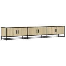 Meuble TV - HELLOSHOP26 - 240 x 35 x 41 cm - Chêne Sonoma - 3 Compartiments - Métal
