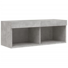 Meuble TV - HELLOSHOP26 - 80 x 30 x 30 cm - Bois d'ingénierie - Lumières LED RVB - Design mural