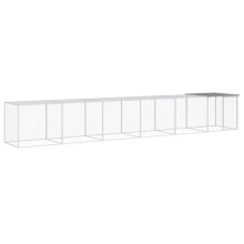 Poulailler enclos cage poules avec toit clair 603 x 98 x 90 cm acier galvanisé gris 02_0043986