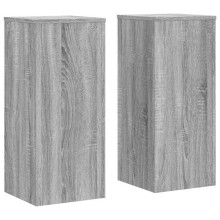Supports pour plantes meuble fleurs lot de 2 sonoma bois d'ingénierie gris 02_0045356
