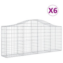Paniers à gabions clôture cage mur de soutènement arqués 6 pcs 200 x 30 x 80/100 cm fer galvanisé Argent 02_0040993