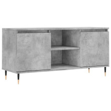 Meuble TV - HELLOSHOP26 - 104 x 35 x 50 cm - Bois d'ingénierie - Gris béton - 4 compartiments