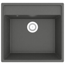 Fregadero de cocina con orificio de desagüe 53 x 50 cm granito gris 02_0002382