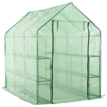 Estufa de jardim - HELLOSHOP26 - 12 prateleiras - Aço revestido a pó - Verde - 143 x 214 x 196 cm