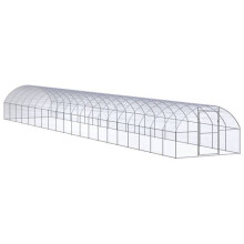 Hühnerstall Außengehege 3 x 20 x 2 m verzinkter Stahl Silber 02_0044006