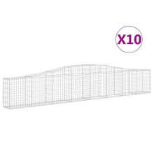 Paniers à gabions clôture cage mur de soutènement arqués 10 pcs 400 x 30 x 60/80 cm fer galvanisé Argent 02_0040282