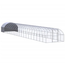 Hühnerstall Außengehege Käfig für Hühner 3 x 20 x 2 m verzinkter Stahl Silber 02_0044007