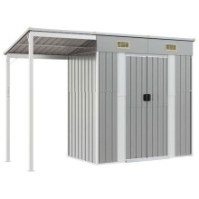 Cobertizo de jardín cabaña caseta de almacenamiento trastero exterior garaje herramientas robusto con techo prolongado claro 277 x 1