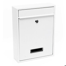 Design muurbrievenbus post gegalvaniseerd staal 26 x 8,5 x 35 cm wit
