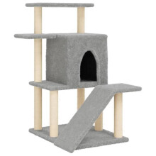 Kattenboom meubel toren klimmen speelgoed krabben krabpaal klimplatform met sisal krabmatten lichtgrijs 97 cm 02_0022634
