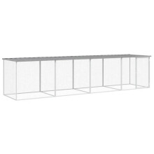 Hühnerstall mit integriertem Gehege und Klar-Dach 403 x 98 x 90 cm aus verzinktem Stahl grau 02_0043985