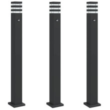 Lampadaires d'extérieur avec capteur 3 pcs 110cm aluminium noir 02_0042564