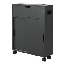 Badezimmermöbel - HELLOSHOP26 - 67 x 52 x 17 cm - Dunkelgrau - 4 Rollen - Schiebetüren