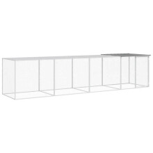 Hühnerstall Box Käfig für Hühner mit klarem Dach 403 x 98 x 90 cm verzinkter Stahl grau 02_0043984