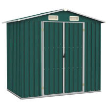 Riparo da giardino - Acciaio galvanizzato - 205 x 129 x 183 cm - Doppia apertura - Ventilazione integrata - Colore verde