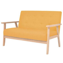 Conjunto de sofá de 2 lugares para sala de estar, interior da casa, tecido amarelo