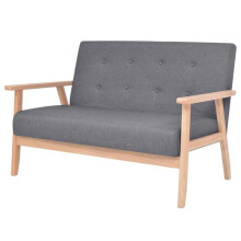 Canapé 2 lugares - Sem nome - Tecido cinza escuro - Conforto macio - Design contemporâneo - Montagem fácil