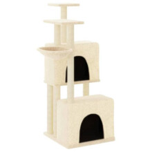 Árvore de gato móvel torre de escalar brinquedo arranhador escada plataforma com arranhadores em sisal 122 cm creme 02_0022462